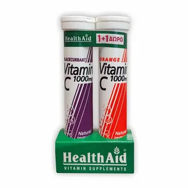 Health Aid Promo  Vitamin C 1000mg με Γεύση Φραγκοστάφυλο 20 αναβρ. δισκία & ΔΩΡΟ Vitamin C 1000mg με Γεύση Πορτοκάλι 20 αναβρ. δισκία - Συμπληρώματα Διατροφής στο Pharmeden.gr