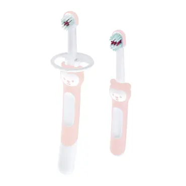 Mam Learn to Brush Set Βρεφικές Οδοντόβουρτσες Ροζ ( 608 ) 2 τεμ - Παιδιά στο Pharmeden.gr