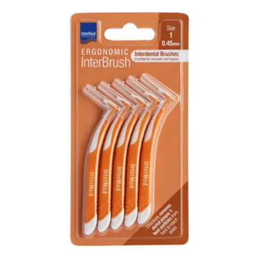 Intermed Ergonomic InterBrush 0,45mm SIze 1  Πορτοκαλί 5τεμ - Στοματική Υγιεινή στο Pharmeden.gr