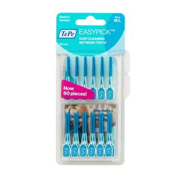 Tepe EasyPick Ενισχυμένη Ελαστική Οδοντογλυφίδα Μέγεθος M/L 60τεμ - Στοματική Υγιεινή στο Pharmeden.gr