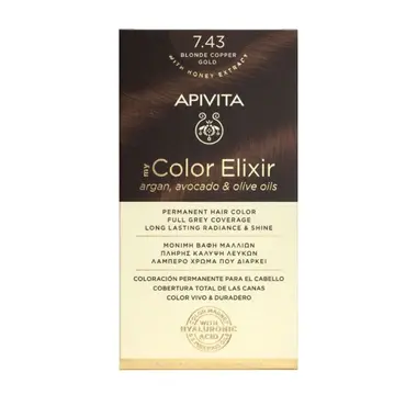 Apivita Βαφή Μαλλιών My Color Elixir Ξανθό Χάλκινο Μελί 7.43 - Μαλλιά στο Pharmeden.gr