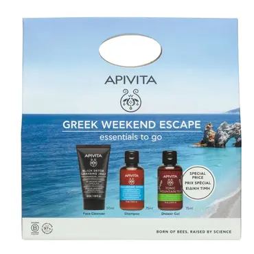 Apivita Greek Escape Μαύρο Gel Καθαρισμού Προσώπου & Ματιών 50ml & Σαμπουάν Ενυδάτωσης 75ml & Tonic Mountain Tea Αφρόλουτρο 75ml -  στο Pharmeden.gr