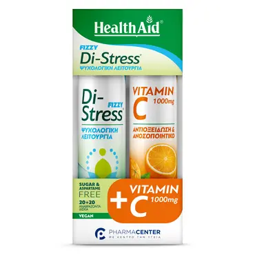 Health Aid Di-Stress fizzy 20 eff. tabs & Vitamin C 1000mg Orange 20 eff. tabs - Συμπληρώματα Διατροφής στο Pharmeden.gr
