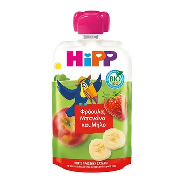HiPP Bio Φρουτοπολτός με Φράουλα, Μπανάνα & Μήλο για 12m+ 100g - Βρεφικές Τροφές στο Pharmeden.gr