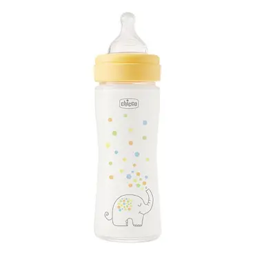 Chicco Perfect Easy Γυάλινο Μπιμπερό Κατά των Κολικών Κίτρινο 0m+ 240ml - Αξεσουάρ για Μωρά στο Pharmeden.gr