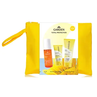 Garden Total Protection Bag με Sunscreen Lotion Spf50 for Face & Body 75ml & Face Cream Spf50+ 25ml & Hair Oil 100ml - Αντηλιακά στο Pharmeden.gr