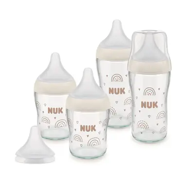 Nuk Perfect Match Multipack Σετ Γυάλινων Μπιμπερό 2x 120ml & 2x 230ml & 1x Θηλή Σιλικόνης -  στο Pharmeden.gr