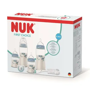 Nuk First Choice Perfect Start Set Φάλαινα με Μπιμπερό 2x150ml, Μπιμπερό 2x300ml, 2xΘηλές Σιλικόνης, 1 Πιπίλα 0-6m, 1 Βουρτσάκι Καθαρισμού -  στο Pharmeden.gr