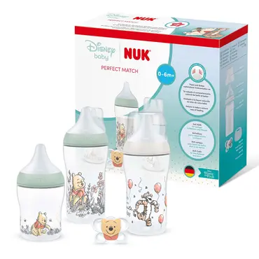 Nuk Perfect Match Winnie The Pooh Set με Μπιμπερό  1x150ml & 2x260ml & Πιπίλα Σιλικόνης 0-6m - Αξεσουάρ για Μωρά στο Pharmeden.gr