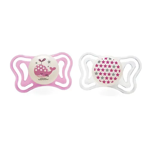 Chicco Πιπίλα Light Νύχτας Ροζ Φαλαινίτσα Ηλικία 2-6 μηνών 2 τεμ - Αξεσουάρ για Μωρά στο Pharmeden.gr