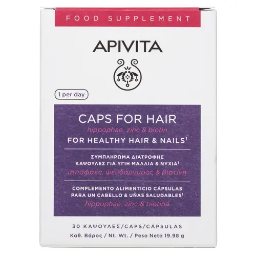 Apivita Caps for Hair Συμπλήρωμα Διατροφής Κάψουλες για Υγιή Μαλλιά 30cps - Συμπληρώματα Διατροφής στο Pharmeden.gr