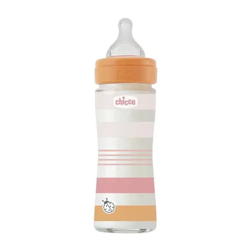 Chicco Γυάλινο Μπιμπερό  Girl Well Being με Θηλή Σιλικόνης 0m+ 240ml - Αξεσουάρ για Μωρά στο Pharmeden.gr