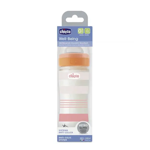 Chicco Γυάλινο Μπιμπερό  Girl Well Being με Θηλή Σιλικόνης 0m+ 240ml - Αξεσουάρ για Μωρά στο Pharmeden.gr