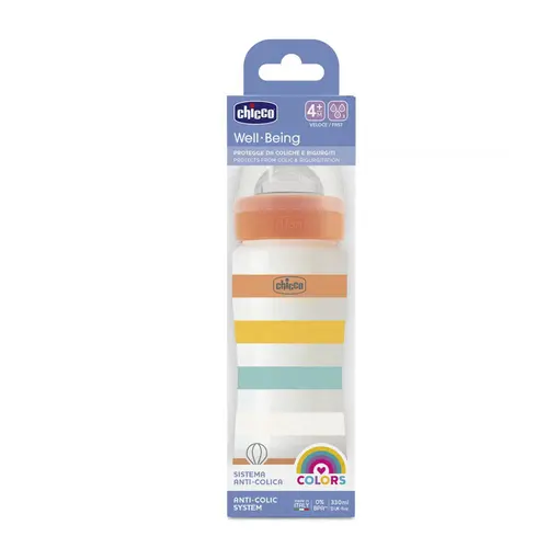 Chicco Πλαστικό Μπιμπερό  Unisex Well Being με Θηλή Σιλικόνη 4m+ 330ml - Αξεσουάρ για Μωρά στο Pharmeden.gr
