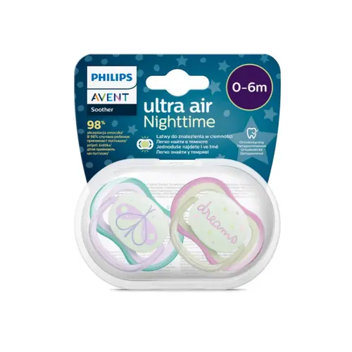 Avent Πιπίλα Ultra Air Nighttime SCF376/19, 0-6m 2τεμ - Αξεσουάρ για Μωρά στο Pharmeden.gr