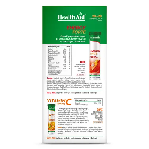Health Aid Energy Forte 20 eff. Tabs & Vitamin C 1000mg Orange 20eff. Tabs -  στο Pharmeden.gr