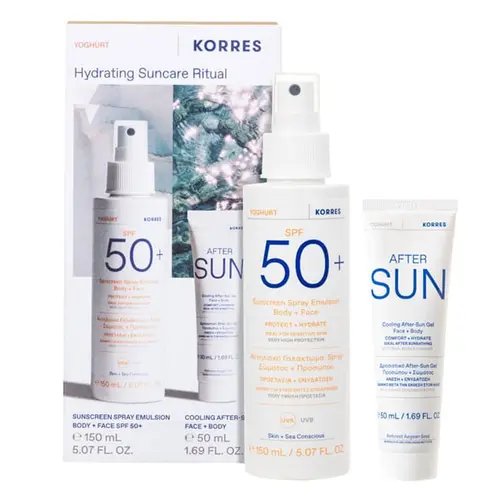 Korres Promo Hydrating Suncare Ritual with Yoghurt Sunscreen Spray for Face & Body SPF50+ 150ml & Yoghurt Cooling After Sun Gel 50ml - Αντηλιακά στο Pharmeden.gr