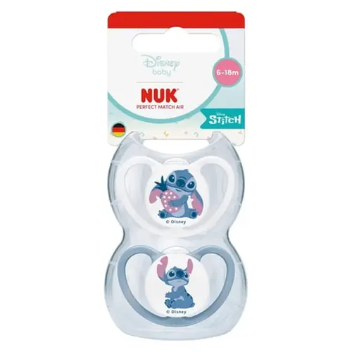 Nuk Perfect Match Air Disney Baby Stitch Πιπίλα Σιλικόνης 6-18m 2τεμ - Αξεσουάρ για Μωρά στο Pharmeden.gr
